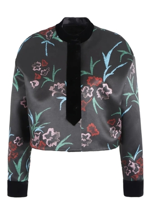 Giorgio Armani floral-print cropped jacket - Black