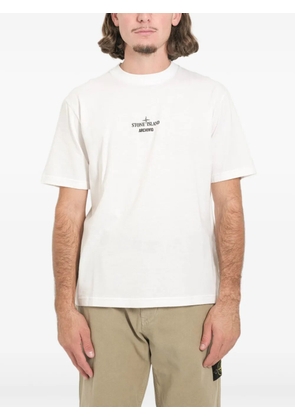 Stone Island logo-lettering crew-neck T-shirt - White