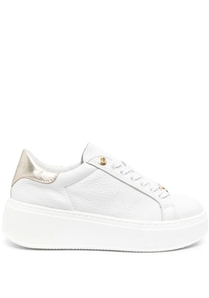 TWINSET contrasting-heel leather trainers - White