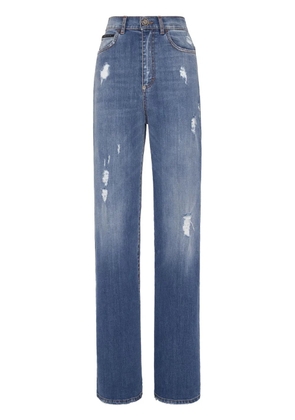 Philipp Plein logo-patch straight-leg jeans - Blue