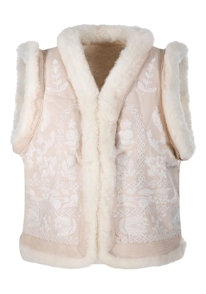 Antik Batik embroidered shearling gilet - Neutrals