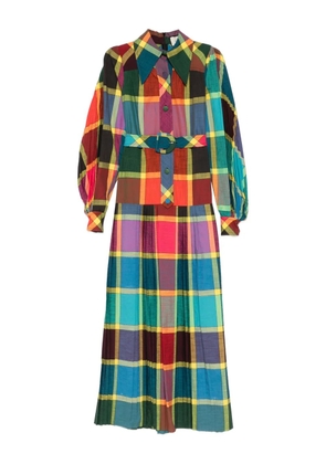 Gucci Pre-Owned 2020s checked belted maxi dress - Green