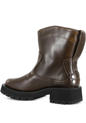 GANNI stitched leather boots - Brown