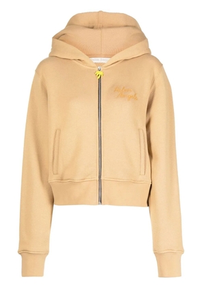 Palm Angels embroidered-logo zip-up hoodie - Neutrals