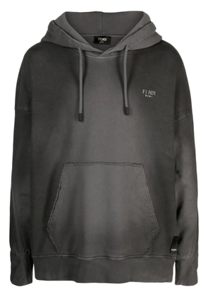 FENDI logo-lettering cotton hoodie - Black