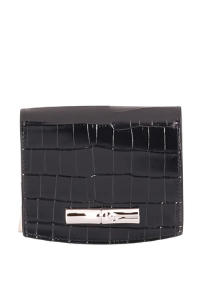 Longchamp crocodile-embossed clasp wallet - Black
