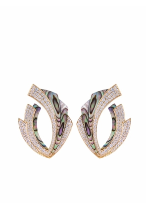 Ananya 18kt yellow gold Mogra Blossom diamond and shell earrings