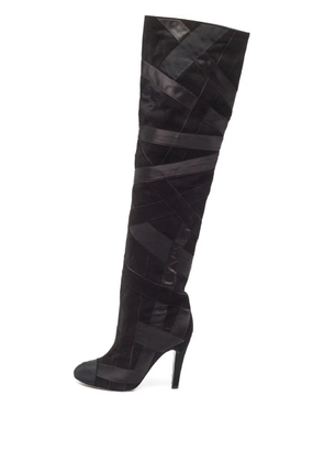 CHANEL Pre-Owned 110mm suede patchwork-detail boots - Black