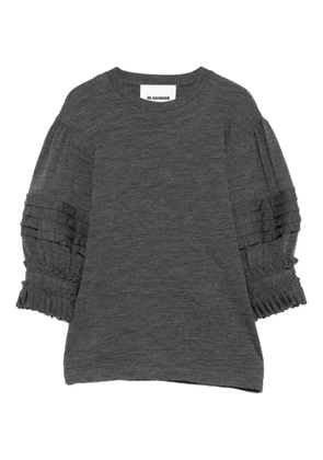 Jil Sander ruffled-sleeved top - Grey