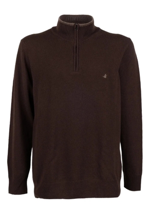 BROOKSFIELD half-zip mock-neck sweater - Brown