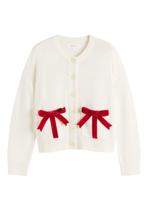 Chinti & Parker velvet-bow cardigan - Neutrals
