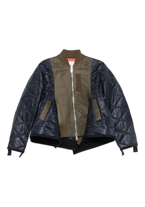 sacai quilted zip-up bomber jacket - Blue