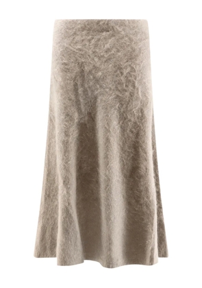 Nude elastic high-waisted midi skirt - Neutrals