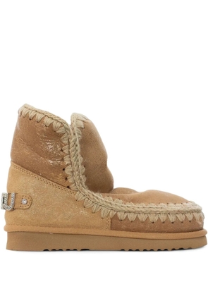 Mou Eskimo embellished-logo crocheted boots - Neutrals