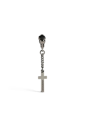 DSQUARED2 logo-engraved cross drop earring - Silver
