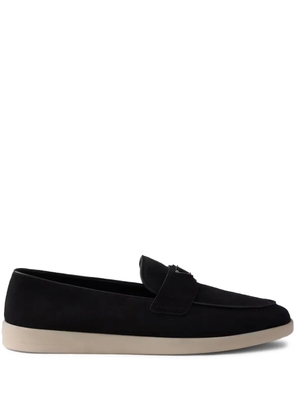 Prada logo-plaque flat loafers - Black