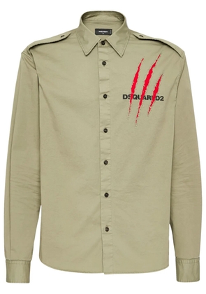 DSQUARED2 logo-print poplin shirt - Green