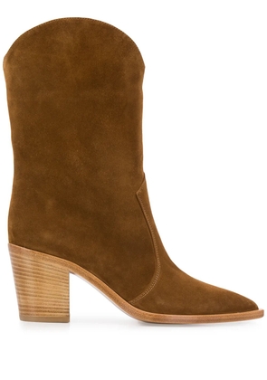 Gianvito Rossi wooden heel cowboy boots - Brown