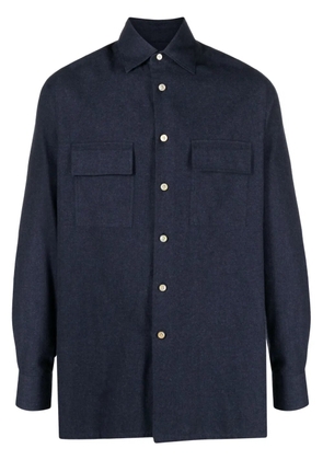 Kiton felted-finish cotton shirt - Blue