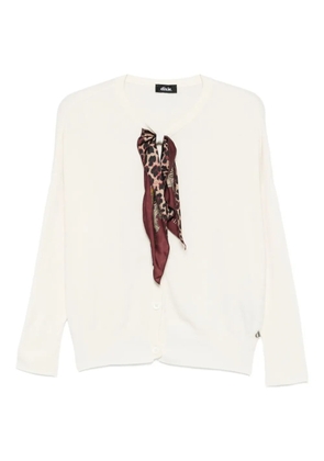 DIXIE attached-scarf cardigan - White