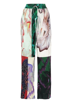 Henrik Vibskov Grow plissé-effect straight trousers - Green