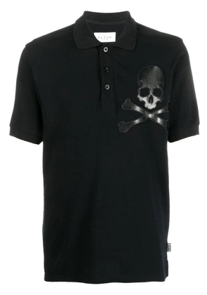 Philipp Plein Skull-patch cotton polo shirt - Black