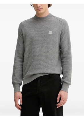 BOSS textured logo-patch sweater - Grey