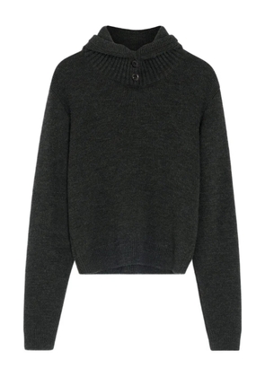 LEMAIRE buttoned hooded sweater - Black