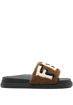 FENDI shearling slides - Brown