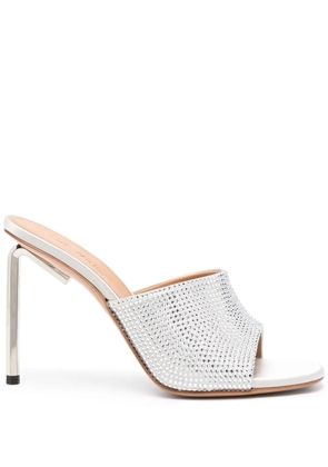 Off-White Allen 100mm crystal-embellished satin mules - Grey