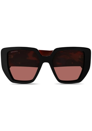 Gucci Eyewear logo-plaque oversize sunglasses - Black
