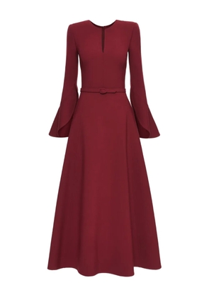Oscar de la Renta split-neck midi dress - Red