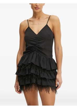 Silvian Heach ruffled feather-trimmed mini dress - Black