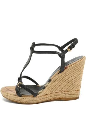 Burberry Pre-Owned 110mm strappy wedge sandals - Black