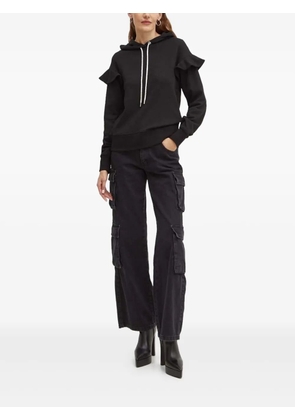 Silvian Heach rhinestone-embellished ruffle hoodie - Black