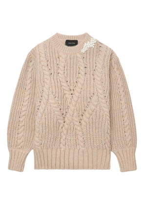 Simone Rocha pearl-embellished cable-knit sweater - ROSE/PEARL ROSE/PEARL