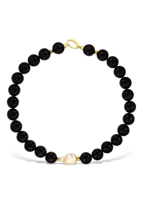 OBSIDIAN beaded pearl necklace - Black