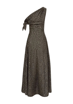 Oscar de la Renta chevron-pattern silk twill dress - Black