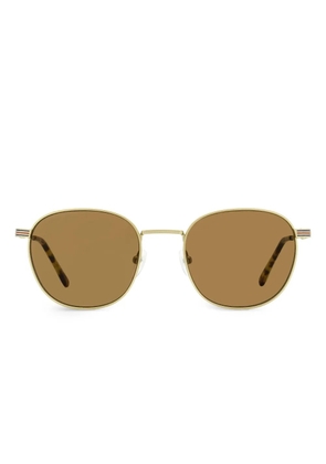 Lacoste striped oval-frame sunglasses - Gold