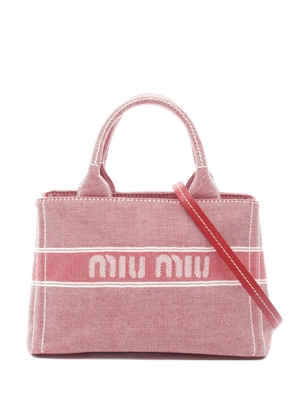 Miu Miu Pre-Owned 2010s logo-detail denim two-way handbag - Red