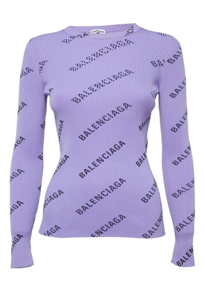 Balenciaga Pre-Owned rib-knit logo sweater - Purple