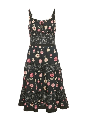 Moschino Pre-Owned floral-print tiered midi dress - Blue