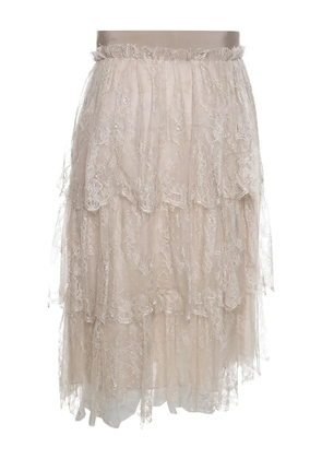 Valentino Garavani Pre-Owned lace midi skirt - Neutrals