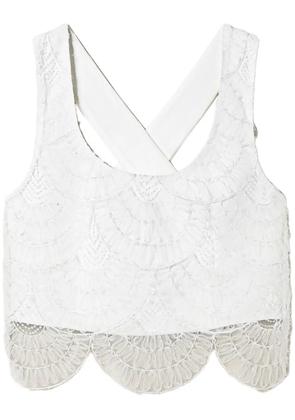 TWINSET organza-overlay crepe top - White