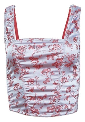 Fleur Du Mal rose-jacquard corset top - Blue