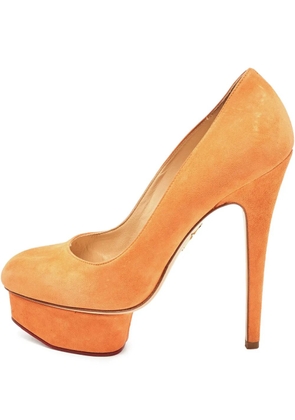 Charlotte Olympia pre-owned 145mm Dolly suede pumps - Orange