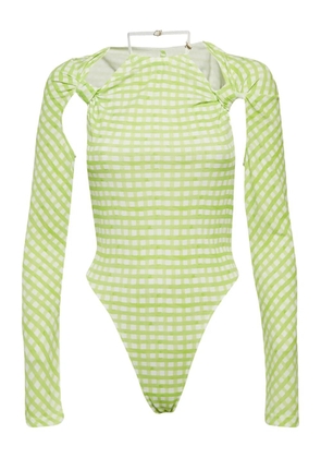 Jacquemus Pre-Owned Nodi check-print knotted bodysuit - Green