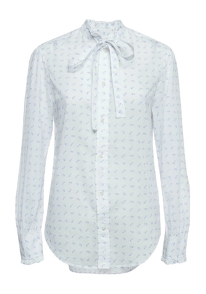 Polo Ralph Lauren Vintage ruffled-neck floral-print shirt - White