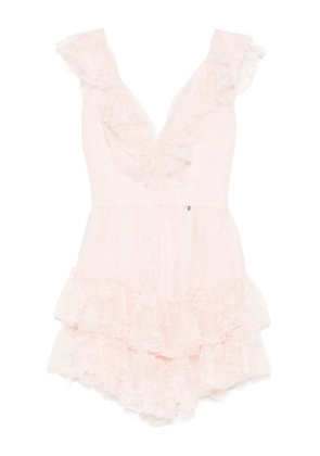 NISSA rhinestone-embellished lace mini dress - Pink