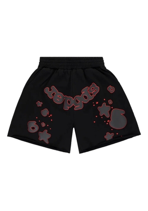 SP5DER logo-print cotton shorts - Black